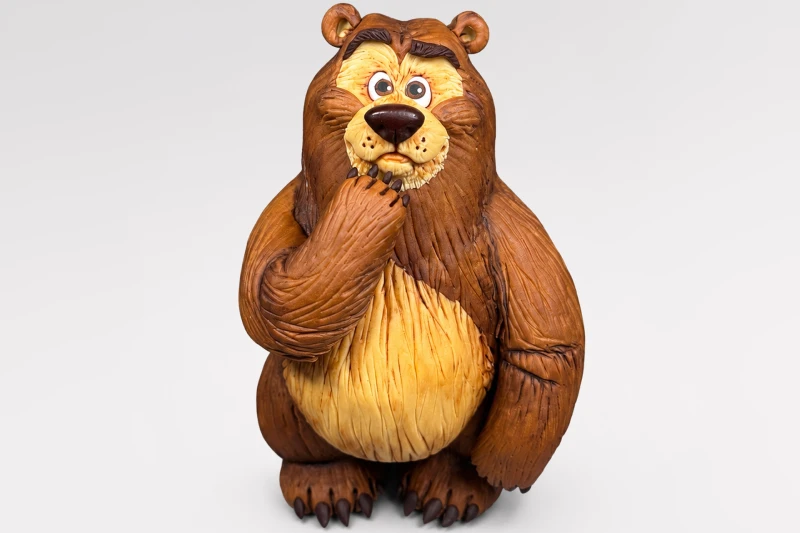 Produktová fotografie grizzly medvěda z fondánu