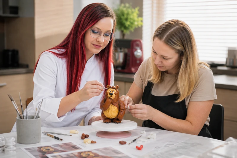 Eliška Hebká lektorka vede individuální kurz modelování z fondánu.